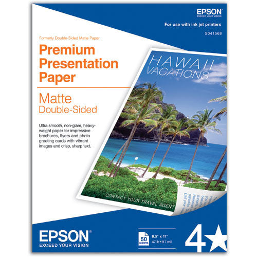 Epson Premium Presentation Double Sided Matte 8.5x11 Paper (50), papers sheet paper, Epson - Pictureline 