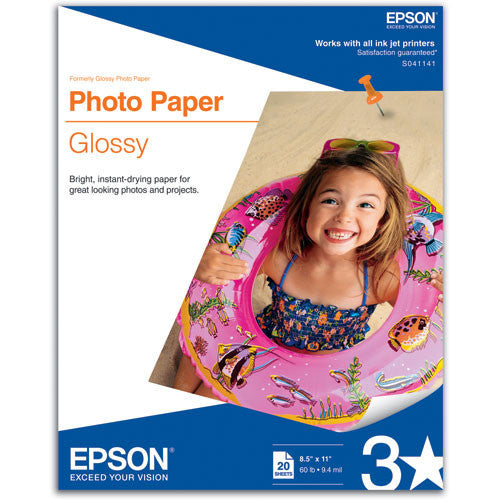Epson Glossy Photo Paper 8.5x11 (20), papers sheet paper, Epson - Pictureline 