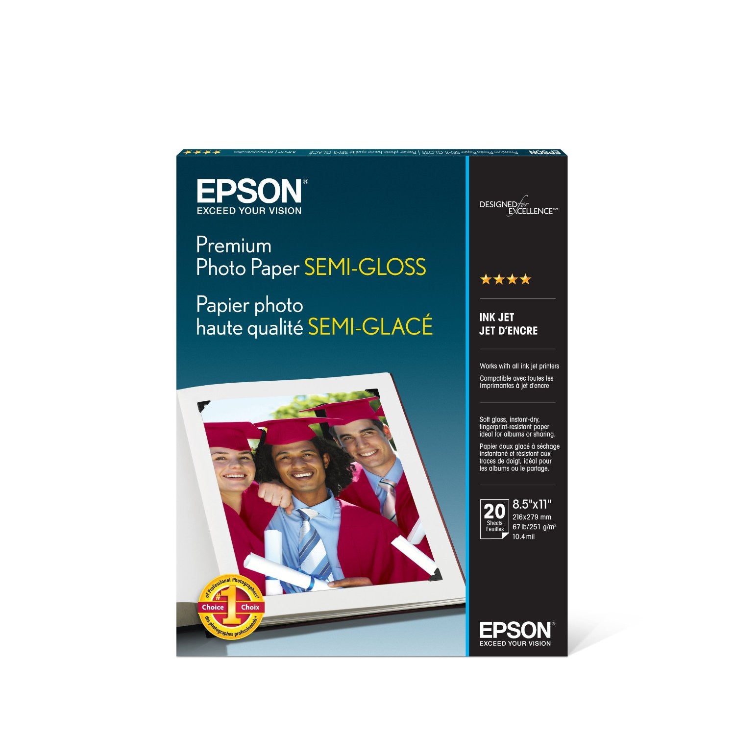 Epson Premium Semigloss Photo Paper 8.5x11 (20), papers sheet paper, Epson - Pictureline 