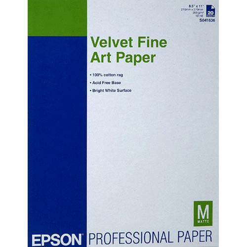 Epson Velvet Fine Art Paper 8.5"x11" (20), papers sheet paper, Epson - Pictureline 