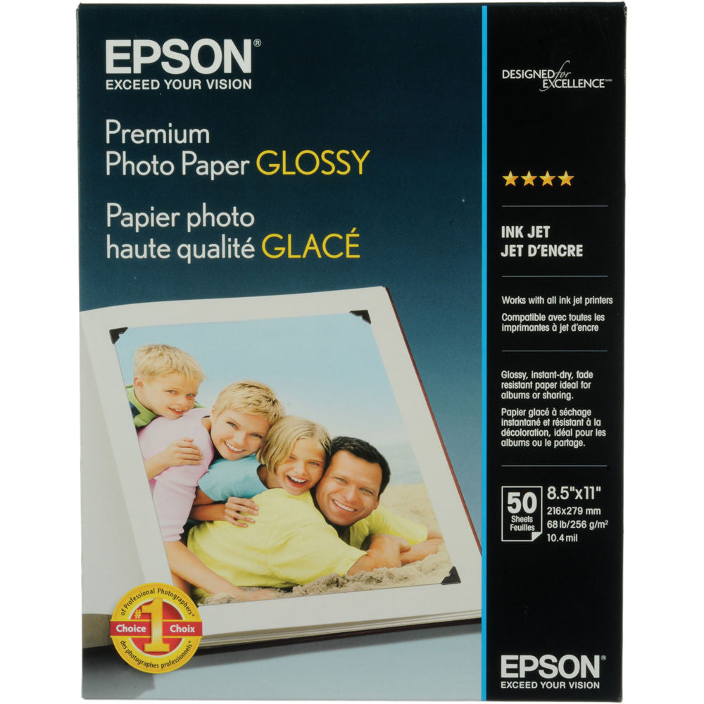Epson Premium Photo Glossy Paper 8.5x11 (50), papers sheet paper, Epson - Pictureline 