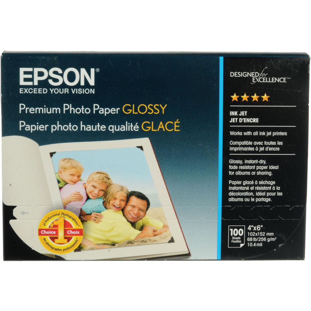 Epson Premium Photo Glossy Paper 4x6 (100), papers sheet paper, Epson - Pictureline 