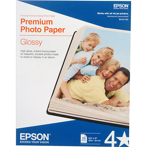 Epson Premium Photo Glossy 8.5x11 Paper (25), papers sheet paper, Epson - Pictureline 