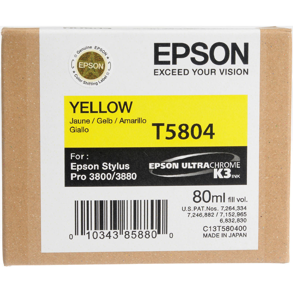 Epson T580400 3800/3880 Ink Ultrachrome Yellow Ink, papers ink large format, Epson - Pictureline 