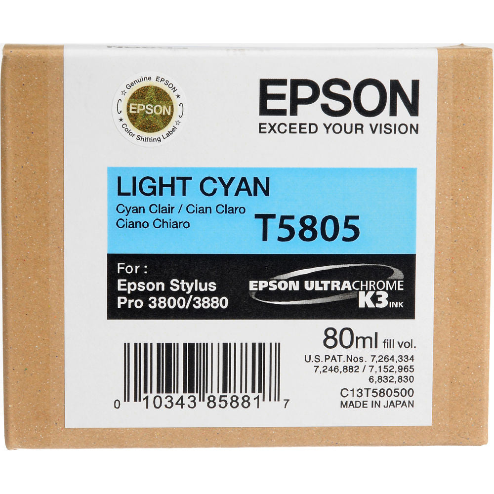 Epson T580500 3800/3880 Ink Ultrachrome Light Cyan Ink, papers ink large format, Epson - Pictureline 