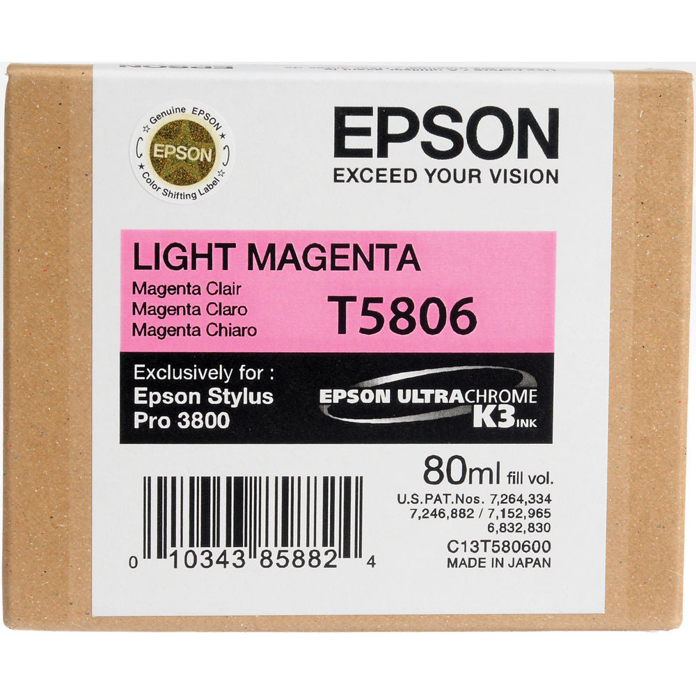 Epson T580600 3800 Ink Ultrachrome Light Magenta Ink, papers ink large format, Epson - Pictureline 