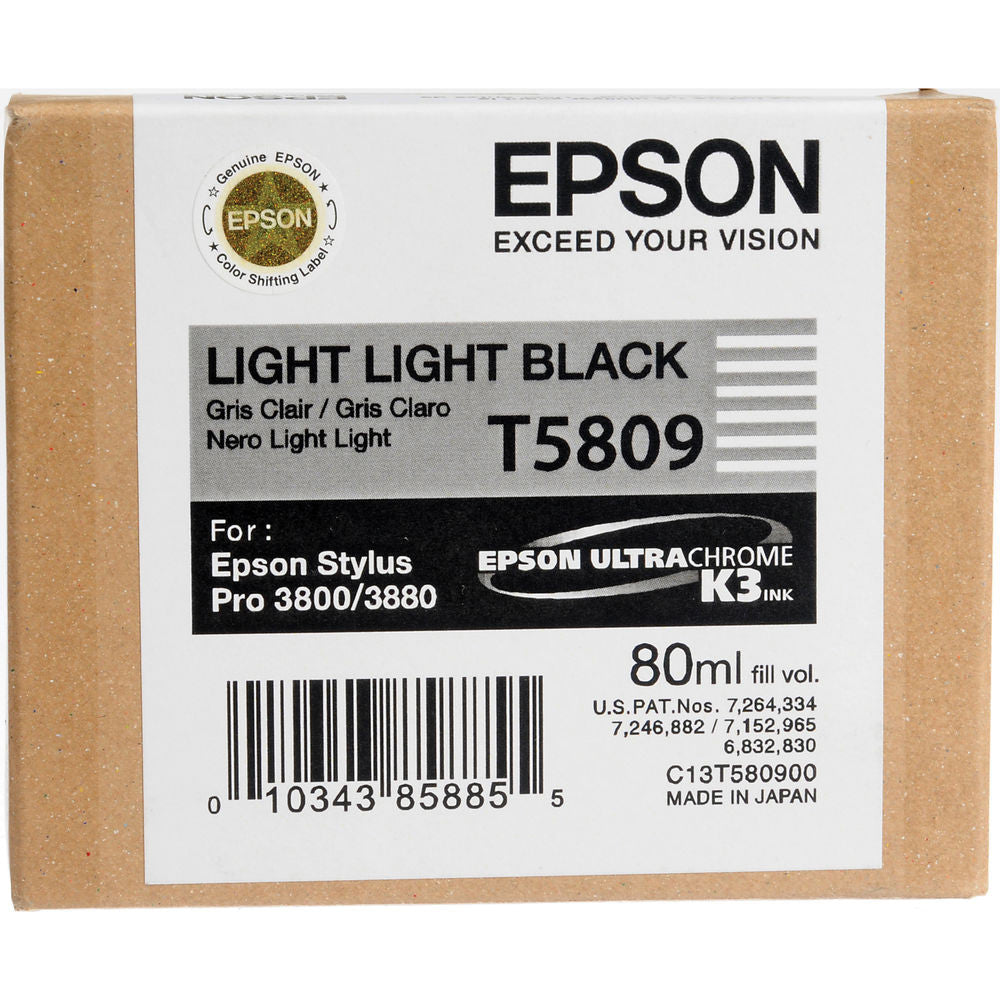 Epson T580900 3800/3880 Ink Ultrachrome Light Light Black Ink, papers ink large format, Epson - Pictureline 