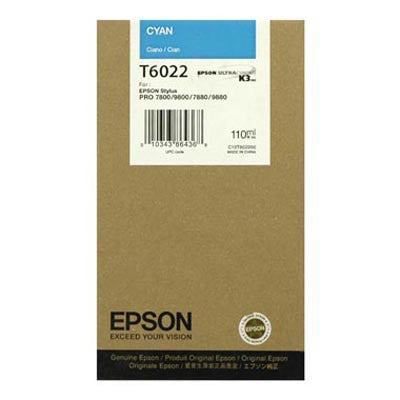 Epson T602200 7800/7880/9800/9880 Cyan Ink 110ml, papers ink large format, Epson - Pictureline 