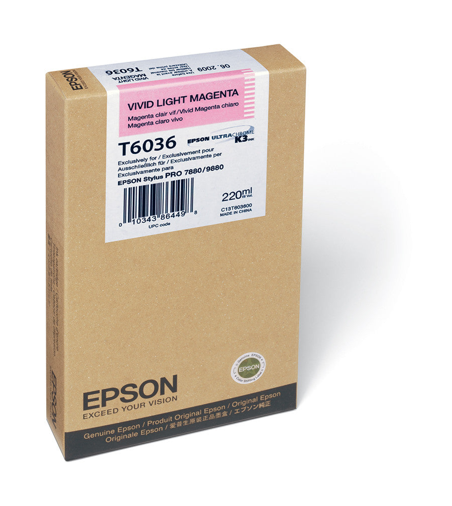 Epson T603600 7880/9880 Ink Vivid Light Magenta 220ml, papers ink large format, Epson - Pictureline 