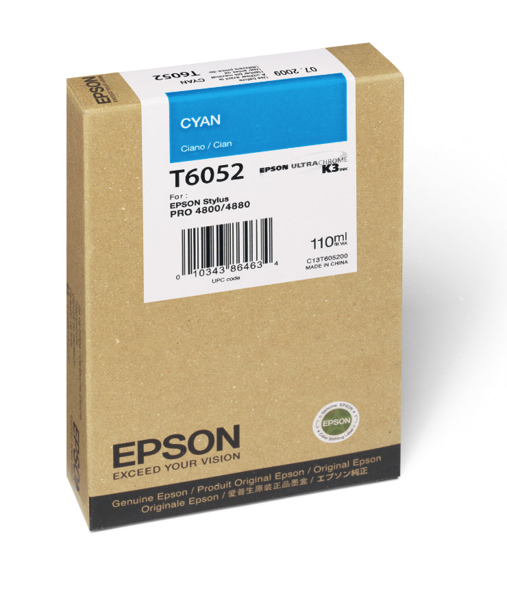 Epson T605200 4880/4800 Ultrachrome HDR Ink Cyan 110ml, papers ink large format, Epson - Pictureline 