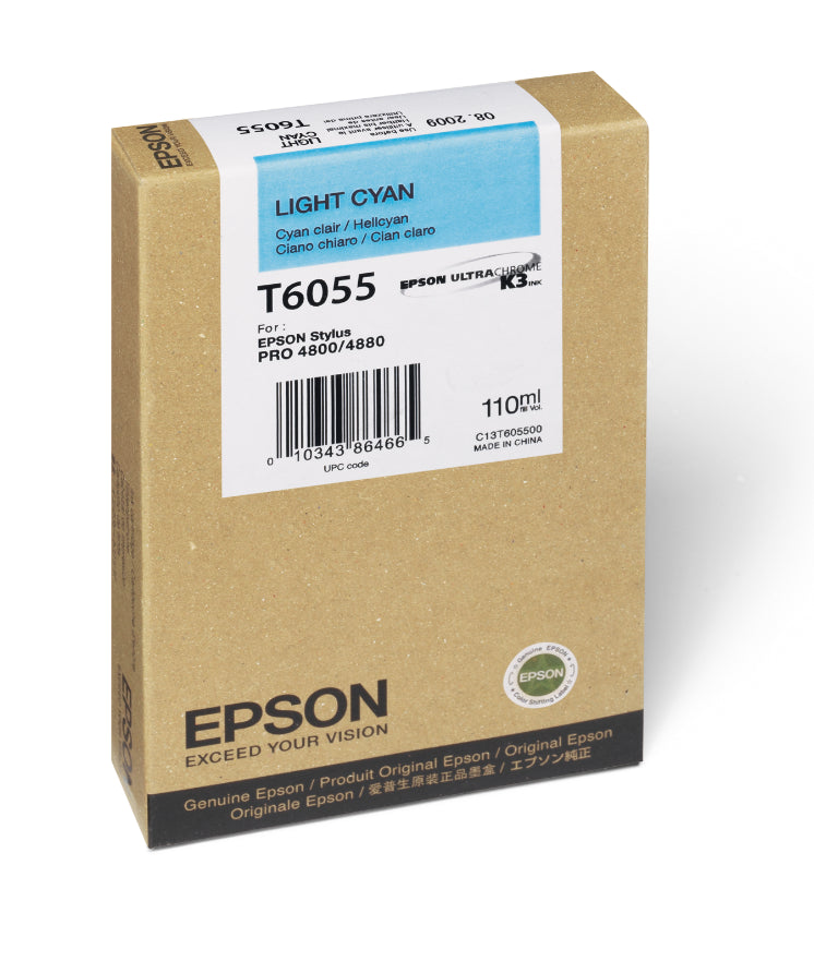 Epson T605500 4880/4800 Ultrachrome HDR Ink Light Cyan 110ml, papers ink large format, Epson - Pictureline  - 1