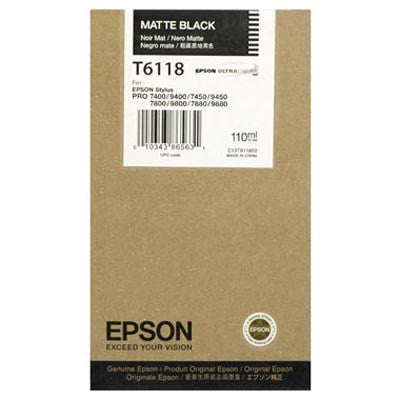 Epson T611800 7800/7880/9800/9880 Matte Black Ink 110ml, papers ink large format, Epson - Pictureline 