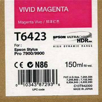 Epson T642300 7900/7890/9890/9900 Ultrachrome HDR Ink 150ml Vivid Magenta, papers ink large format, Epson - Pictureline  - 1