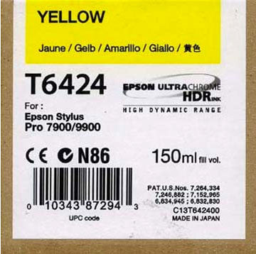 Epson T642400 7900/7890/9890/9900 Ultrachrome HDR Ink 150ml Yellow, papers ink large format, Epson - Pictureline  - 1