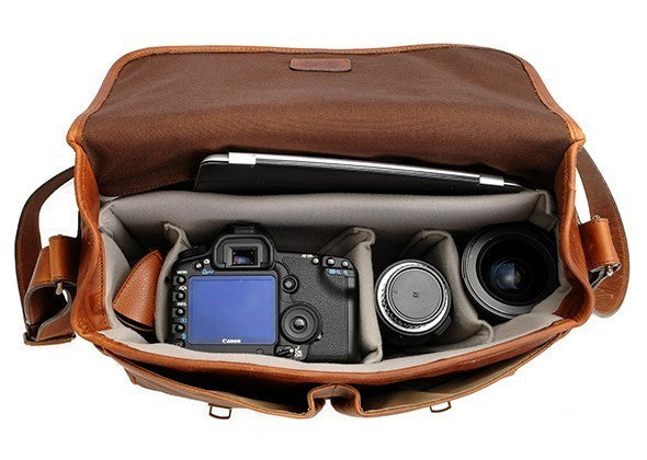 ONA The Brixton Camera and Laptop Messenger Bag Dark Truffle Leather, bags shoulder bags, ONA - Pictureline  - 4