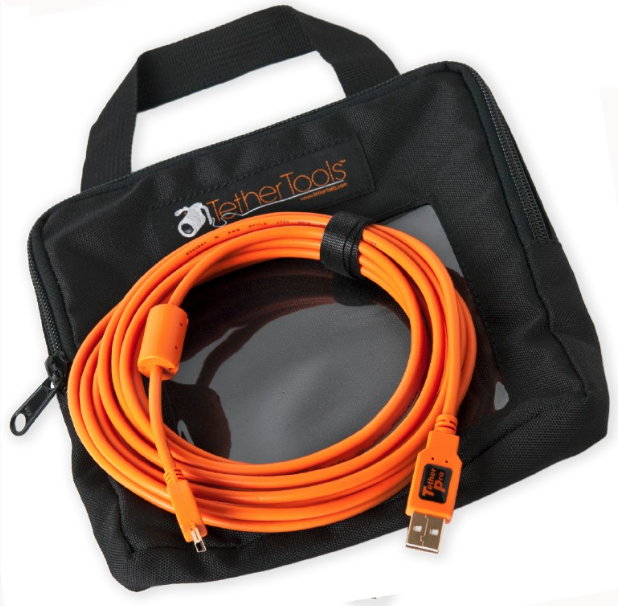 Tether Tools Starter Tethering Kit w/ USB 2.0 Mini-B 5 Pin Cable 15' ORG, camera tethering, Tether Tools - Pictureline  - 1