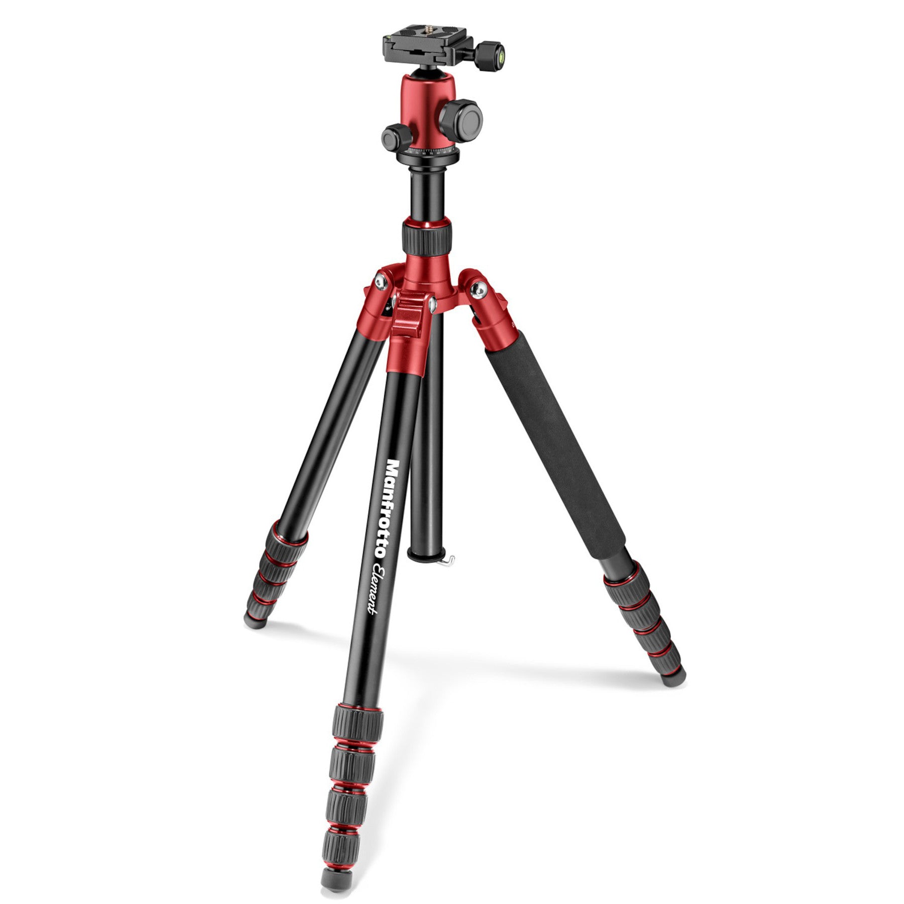 Manfrotto MKELEB5RD-BH Element Big Aluminum Traveler Tripod (Red), tripods travel & compact, Manfrotto - Pictureline  - 1