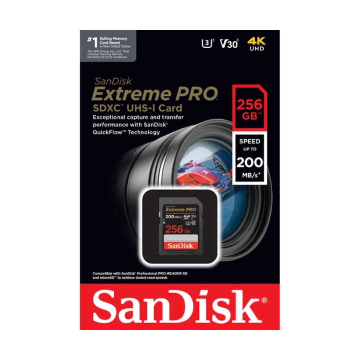 SanDisk 256GB Extreme PRO UHS-I SDXC (V30) Memory Card 200 MB/s