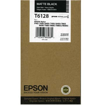 Epson T612800 7800/7880/9800/9880 Matte Black Ink 220ml, papers ink large format, Epson - Pictureline 