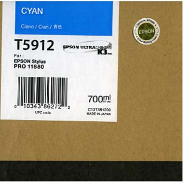 Epson T591200 11880 Ink Cyan 700ml, papers ink large format, Epson - Pictureline  - 1